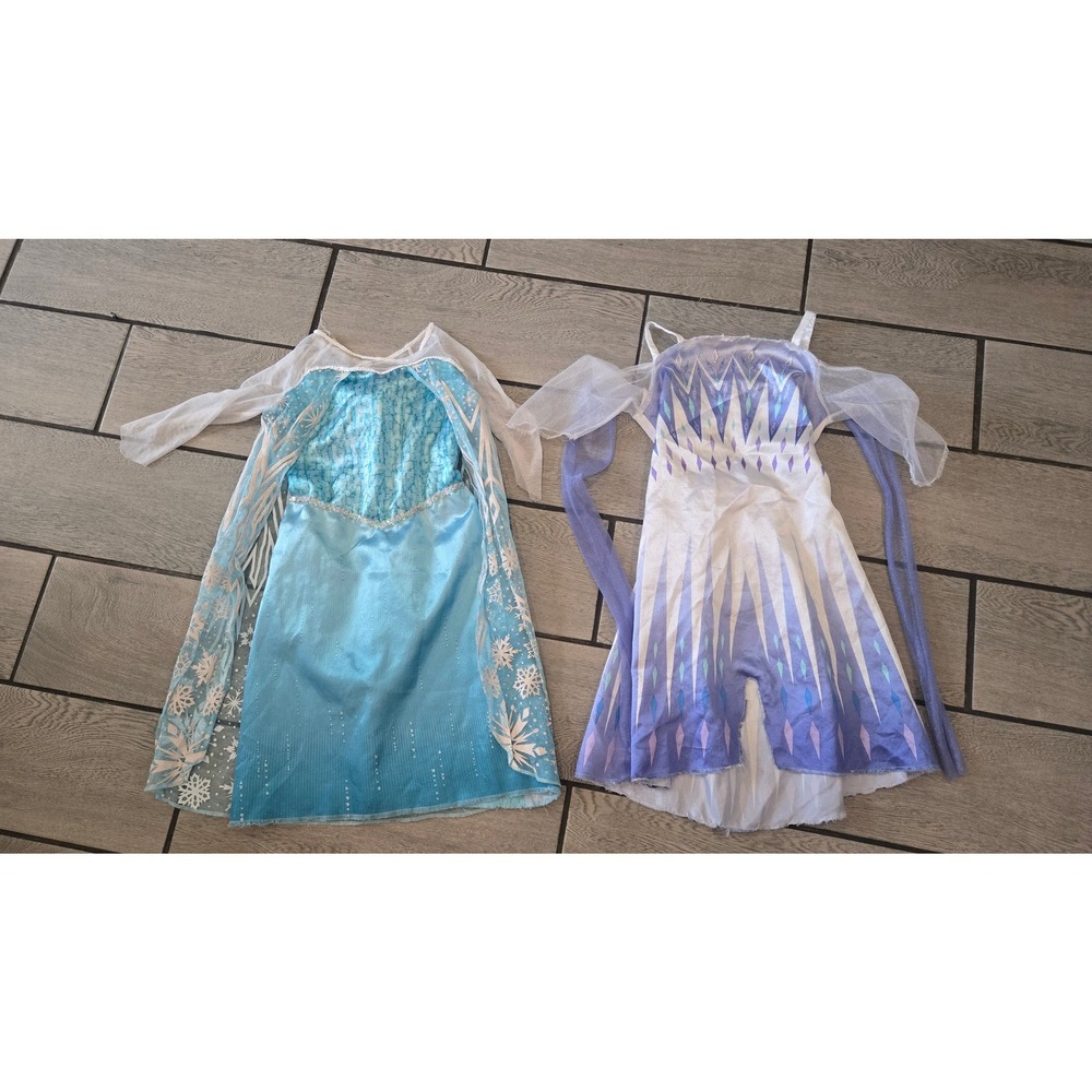 Disney Frozen Elsa Costume Lot Jakks Pacific Blue Purple White Dress 4-6X Bundle